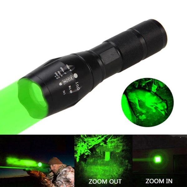 Scopes Lampe de poche tactique Télescopique Zoom LED Strong Light Lampe de poche rouge / Green / Blue / Blanc Lampe de poche extérieure de chasse extérieure