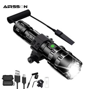 Scopes Lampe de poche tactique Ultrabright 1600 Lumens USB RECHARGAGE TORCH Light Airsoft Arme Gun Light for Outdoor Hunting Camping