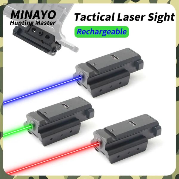 Scopes Tactical Green/Blue/Red 532nm Láser Dot Mirante para una riel de pistola Picatinny/Weaver de 20 mm para la caza de pistola/escopeta/rifle recargable