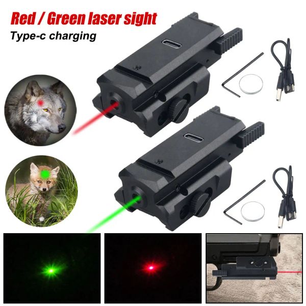 Scopes Tactical Laser Sight Porce avec 20 mm Picatinny Weaver Hunting Rail Green 520 Nm / Red 650 Nm pour Pistol Glock Headgun Gun Dot Poste