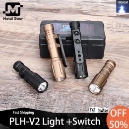 Scopes Tactical Metal Modlit PLHV2 Base de lampe de poche 1300 Lumen Bright Hunting Spotlight Mount PLHV2 WHITE LED SCOUT LIGHT MLOK KEYMOD