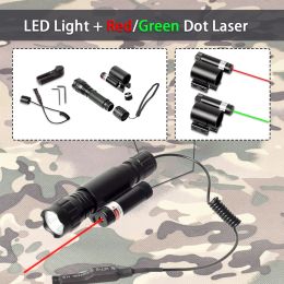 Scopes Tactical Metal Rechargeable Arme Gun Gun Gilde Lampe de poche rouge / Green Dot Laser Pointer Pointer pour Airsoft Rifle AR15 M16 Torche de chasse