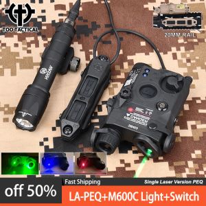Scopes Tactical PEQ15 vert rouge Bleu Dot simple laser LA5B PEQ15 HUNTING Arme Lumière Surefir AirSoft M600C Lampe de poche + PEQ Double commutateur