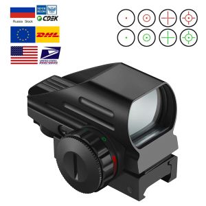 Scopes Reflex táctico láser verde rojo 4 Retícula Holográfica Red Dot Alcance Airma de aire Caza de visión de 11 mm/20 mm Monte de riel AK