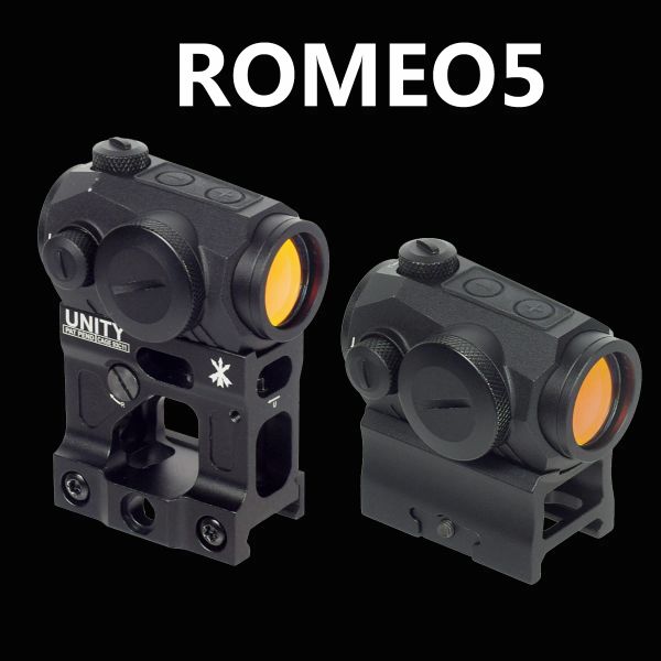 Scopes Tactical Romeo5 Red Dot Sight Holographic Reflex Compact 2 MOA Riflescope Hunting Scope avec Unity Fast Riser Mount