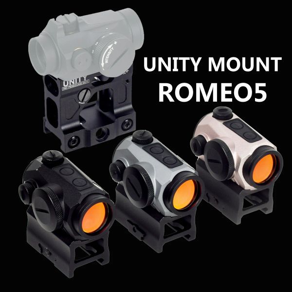 Scopes tácticos Romeo5 Red Dot Sight Holographic Reflex Compact 2 Moa Riflescope Casting de caza con montura de elevador rápido de Unity para T01 T02