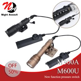 Scopes Tactical Sufire M300 M300A Lampe de poche M600 M600U Lumière d'arme de chasse avec nouvel interrupteur de pression à double fonction ajuster le rail 20 mm