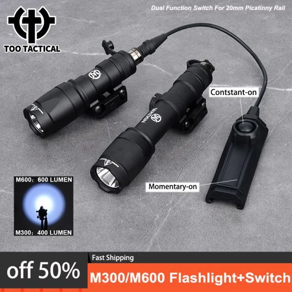 Scopes Tactical SureFir M300 M600 Linteria de la linterna Outdoor LED White Scout Light M300A Spotlight Divedora de presión M600C