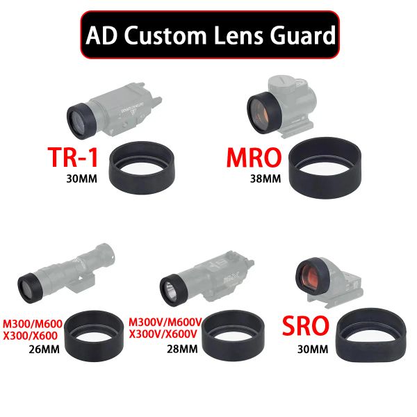 Scopes Tactical TR1 M300 M600 X300 X300V Arme LED LED PLOCHE LALL AD CUSTOM-Custom Lens Gard pour SRO MRO Red Dot Sight Protector Hunting