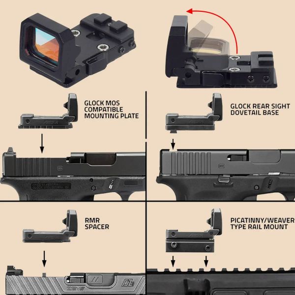 Scopes Tactical Trijicon RMR VISm Flip Up Red Dot Sperfle Scope pour pistole