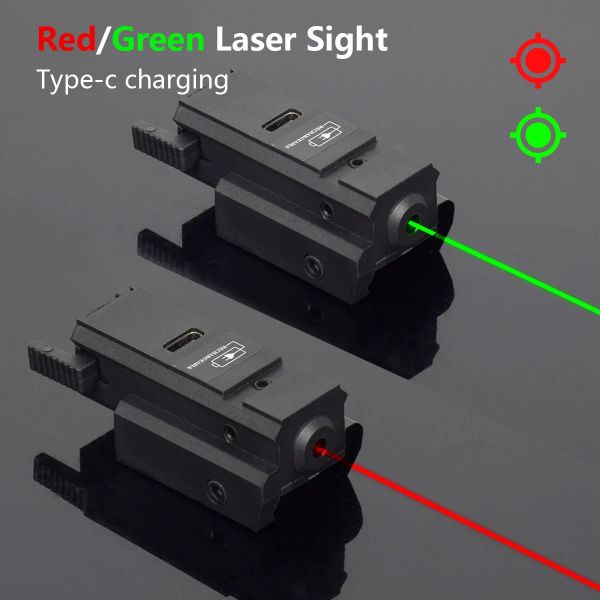 SCOPES USB Cargando láser Green Red Dot Sight 11 mm 20 mm Pistola de caza táctica Gun de mano G 17 19 Potencia portátil recargable al aire libre