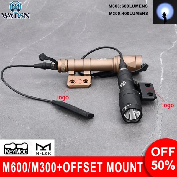 Scopes WADSN M600C Tactical Hunting Scoutlight Offset Mount pour Mlok KeyMod Rail SF M300A Base optique de lampe de poche avec logo d'origine