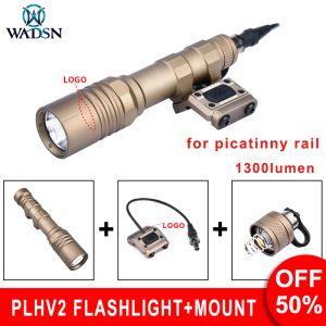 Scopes wadsn modlit PLHV2 Tactical Flashlight Metal Mlok Keymod Picatinny Mount Hunting Arme Light avec double fonction Pressureswitch