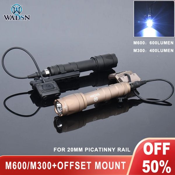 Scopes Wadsn Pressure Interrupteur Modbutton Lightwing Adapter Mount Surefir M300A M600C Tactical Place Lampe de chasse AirSoft Picatinny Rail