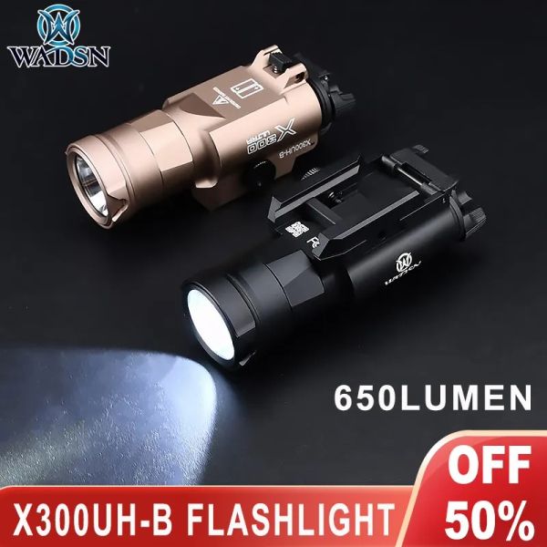 Scopes Wadsn Tactical X300UHB Lampe de poche 650 Lumen X300 Ultra Pistol Lamp LED White Light Ajustement Airsoft Hunting Arme Scoutlight