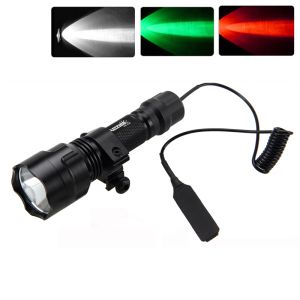 Scopes étanche 2500lm LED Tactique Lampe à étape de la lampe de poche de la lampe de lampe de lampe de chasse à la lumière de la lampe + Interrupteur de pression + support