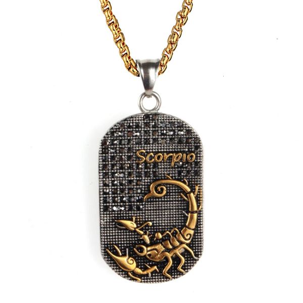 Scorpion 12 Constellations Collier d'anniversaire Color Gold Couleur en acier inoxydable Amulet Pendant Zodiaque Sig Bijoux Collier 240422