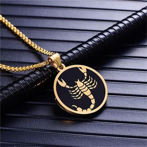Collier 12 Constellations Scorpion pour hommes/femmes, cadeaux d'anniversaire, pendentif amulette en or jaune 14 carats, bijoux signe du zodiaque