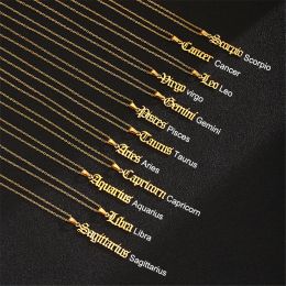 Schorpioen 12 Dierenriem Brief Sterrenbeeld Hanger Ketting Gouden Kleur 14 k Geel Gouden Ketting Voor Vrouwen Mannen Sieraden