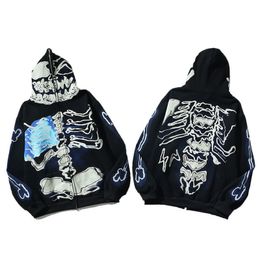 Scot Jack X Kaws Co Branded Skull Skeleton Zipper Hooded Cardigan Dikking