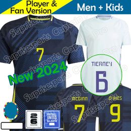 Schotland voetbalshirt 2024 Euro Cup Scottish 24 25 Nationale teamvoetbal Jersey Kids Kit Set Home Away 150 -jarig jubileum Strip Men Top Plus Size 4xl