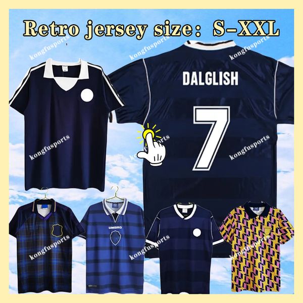 Camisa de fútbol de Escocia Retro Retro Escocia Jerseys Classic Men's Top Home Away Blue 78 87 88 89 91 82 93 94 96 98 00 02 1998 2000 2002 Dalglish McCoist S M XXL