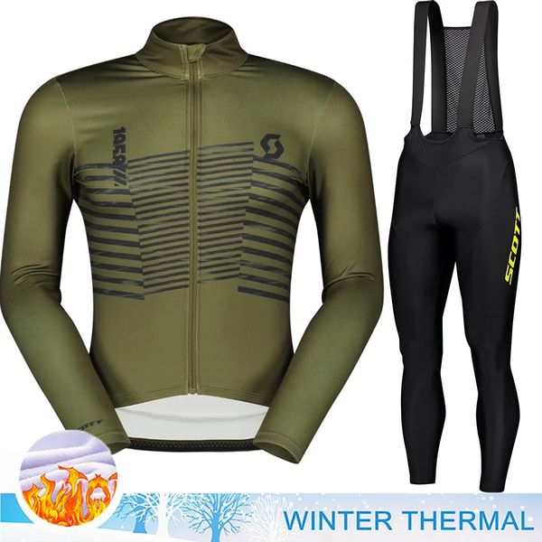 Scott Cycling Vêtements Tricuta Man Shirt Shirt Jersey Winter Thermal Mens Pantal