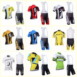 Scott Team Cycling Longues manches Jersey Bib Pants Sets PRO Team Homme Vêtements de vélo pour hommes rapides Dry D1605