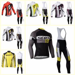 SCOTT team Fietsen lange Mouwen jersey bretelbroek sets Mannen Volledige Rits Outdoor Bike racing kleding U1209162638