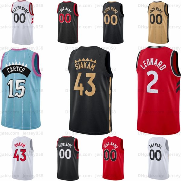 Maillot de basket-ball Scottie Barnes Pascal Siakam Gradey Dick Tracy McGrady OG Anunoby Gary Trent Jr Vince Carter Jakob Poeltl Dennis Schroder Achiuwa personnalisé