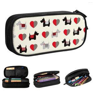 Étui crayon écossais Gift for Animal Dog Lover Cur crayon Cases Pen Girl Boy Sacs Étudiants Cadeaux scolaires papeterie