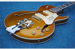 Scotty Moore ES295 Gold Top Goldentop Elektrische gitaar Dual P 90 Pick -up Bigs Staartstuk Split Parallelogram Inlay Historic Flowers3054656