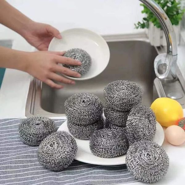 Tampons à récurer 20 pièces de brosse à billes en fil d'acier brosses de nettoyage de casserole brosses à vaisselle en acier inoxydable boules de fils nettoyant de cuisine balles de nettoyage