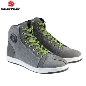 SCOYCO 016 Motorschoenen Laarzen Mannen Grijs Casual Mode Slijtage Schoenen Ademend Anti-slip Bescherming Gear Botas De Motociclista332T