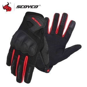 SCOYCO motocicleta verano malla transpirable Moto dedo completo Motocross Off-Road Racing hombres guantes de Moto