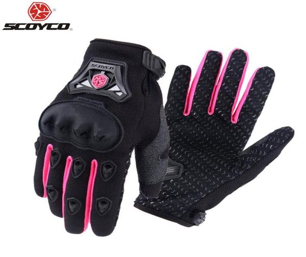 Scoyco Femmes Glants de moto Knight Full Finger Small Size S à XL Pink Mujer Luva Moto Race Female Gants M29W3254402