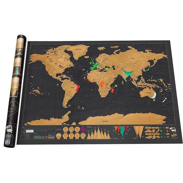 Autocollant mural de carte du monde à gratter, effacement noir, meilleur décor de voyage personnalisé pour salle de cartes, décoration d'intérieur, d'école et de bureau