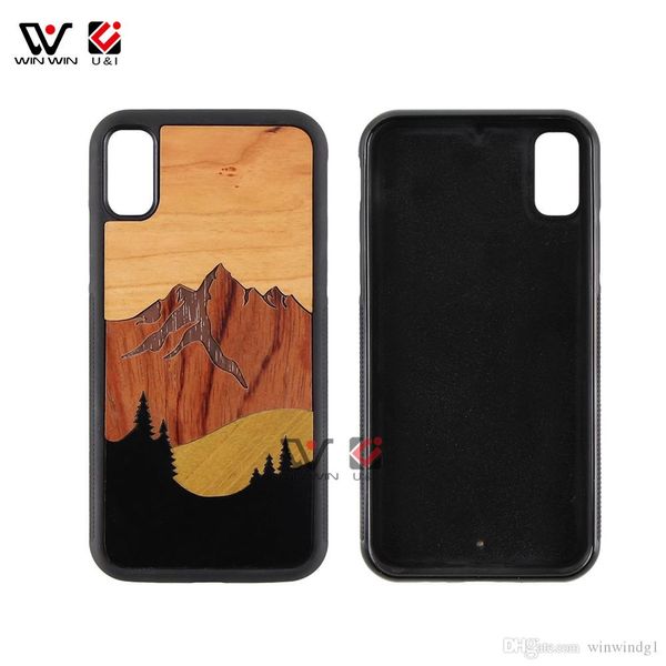 Cajas de teléfono resistentes a los rasguños para iPhone 6 7 8 11 Plus x XR XS Pro Max Eco-Friendly Mix Wood TPU Tapa trasera resistente a la suciedad