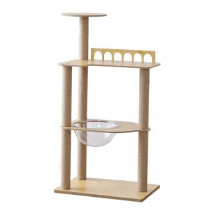 Scratchers 115cm 45,28 pouces de luxe de luxe Cat moderne Tower Tower grimpant Animaux Scratch House Posts en bois grande capsule spatiale Condo de chat