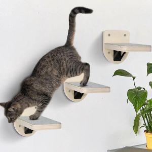 Plate-forme de saut murale en bois pour chat, 3 pièces, meubles pour animaux de compagnie, jeu et escalade, mur d'intérieur pour chaton