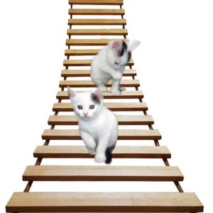 Scratchers 35/50/100cm Wandgemonteerde Plank Kat Scratcher Kat Hangbrug Sisal Touw Post Kat Ladder Huisdier Meubels Krabpaal Kitten Speelgoed