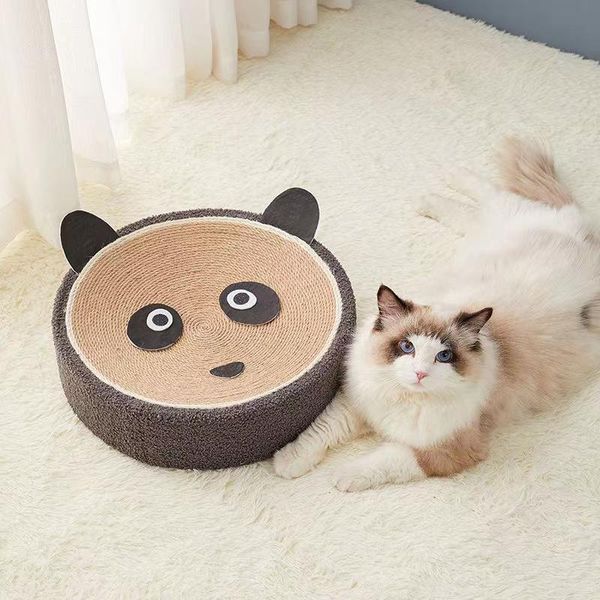 Scratchers 40 cm Panda rond chat planche à gratter jouet drôle griffe broyeur papier ondulé chaton lit grattoir peut remplacer le nid pour chats