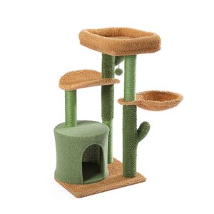 Scratchers Cactus Krabpaal Kattentoren met Sisal Krabpaal Board voor Binnenkatten Cat Condo Kitty Speelhuis met Zitstok Mand Speelgoed