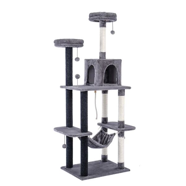 SCRAYERS CAT MEUBLES SCRACKERS 9 TYPES Domestic Domestic Tree House Tower Condo Post Scratching Post pour chaton Indoor Jouet à saut avec ladde