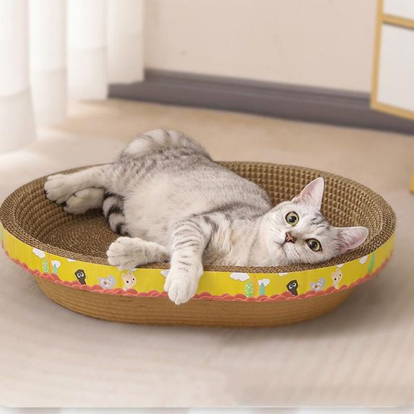 Maison à gratter pour chat avec Structure de jeu à gratter pour chats, aire de jeux, lit en papier ondulé, produits pour animaux de compagnie, bol de jouet, grattoir à ongles, chaise longue