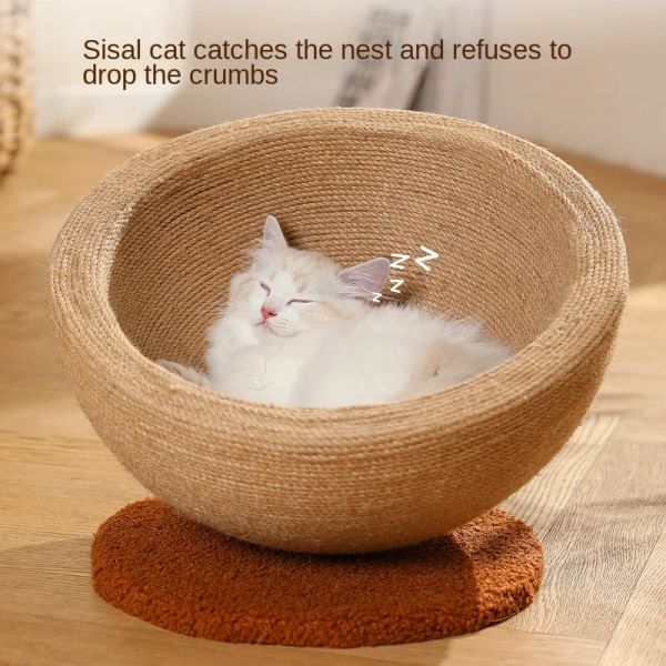 Planche à gratter pour nid de chat, jouets intégrés pour chat, sisal naturel, chanvre, planche à saisir, griffe de meulage, balle de saisie, jeu de nid pour animaux de compagnie, accessoires de jouets