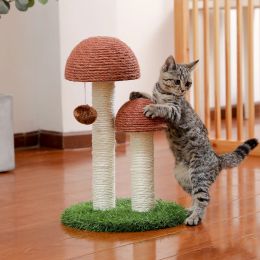 Scratchers Chat Scratcher Champignon Chaton Drôle Double Scratching Sisal Posts Chat Jouets de Formation pour Chatons et Chats avec Boule Suspendue