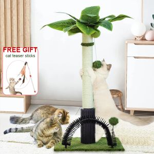 Griffoirs pour chat, 83,8 cm, en sisal, cocotier, palmier, avec boules pendantes auto-toilettantes pour chaton et grand chat