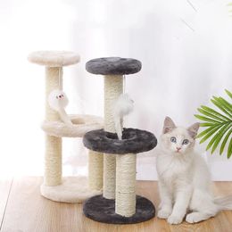 Griffoirs Jouets pour Chats Arbre à Chat en Corde de Sisal à gratter Arbre à Chat à 3 Couches pour Chaton Grind Grind Chat Cadre d'escalade Postes Meubles pour Animaux de Compagnie