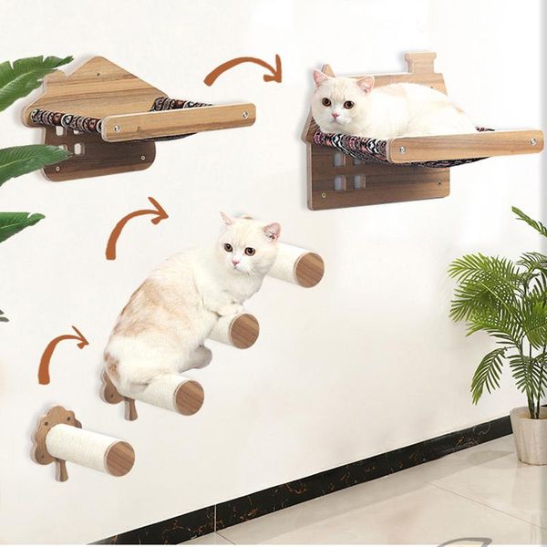 Grattoir arbre à chat mural Rascador Gato hamac escaliers grattoir à chat avec perchoirs confortables tour à chat Stable fournitures pour animaux de compagnie jouets